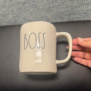 Rae Dunn BOSS Ceramic Mug in Light Beige